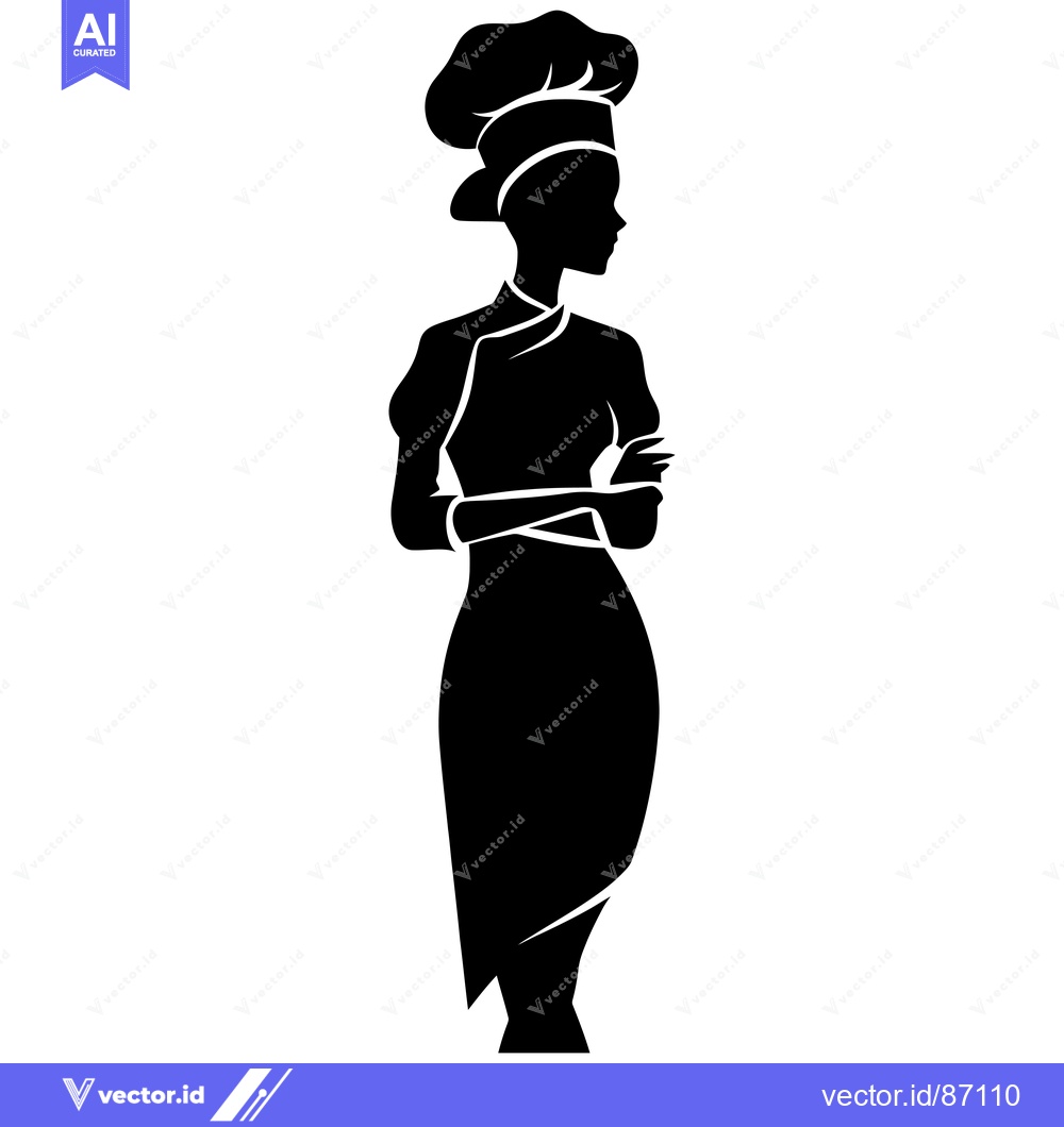 Premium Vector dari Silhouette of a Female Chef with Arms Crossed