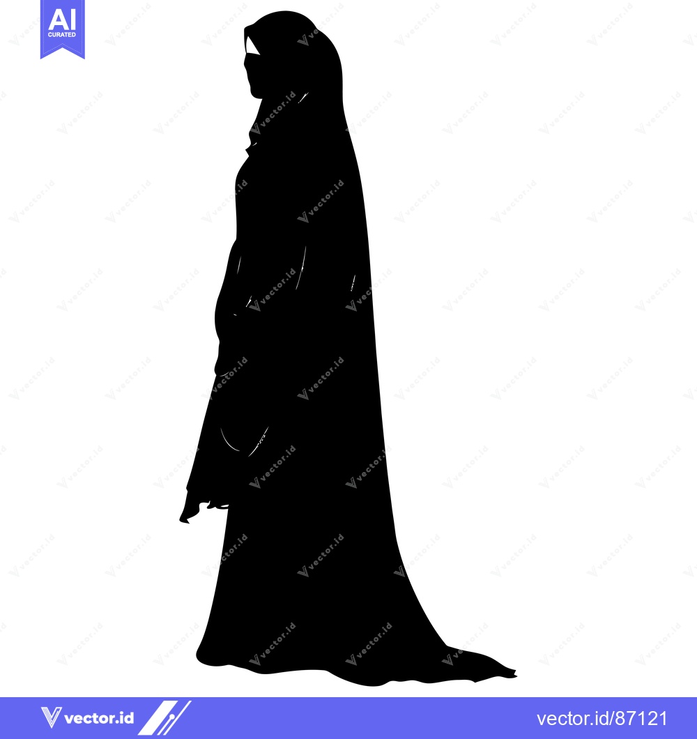 Premium Vector dari Silhouette of a Woman Wearing a Hijab and Abaya