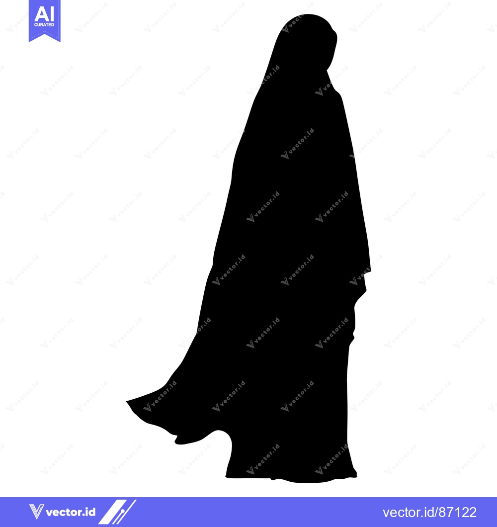 Premium Vector dari Silhouette of a Woman Wearing a Long Black Hijab