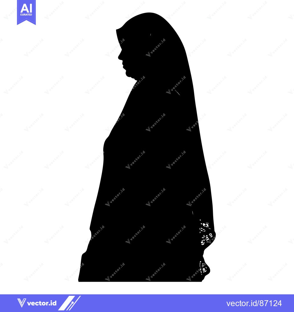 Premium Vector of Silhouette of a Woman Wearing a Hijab