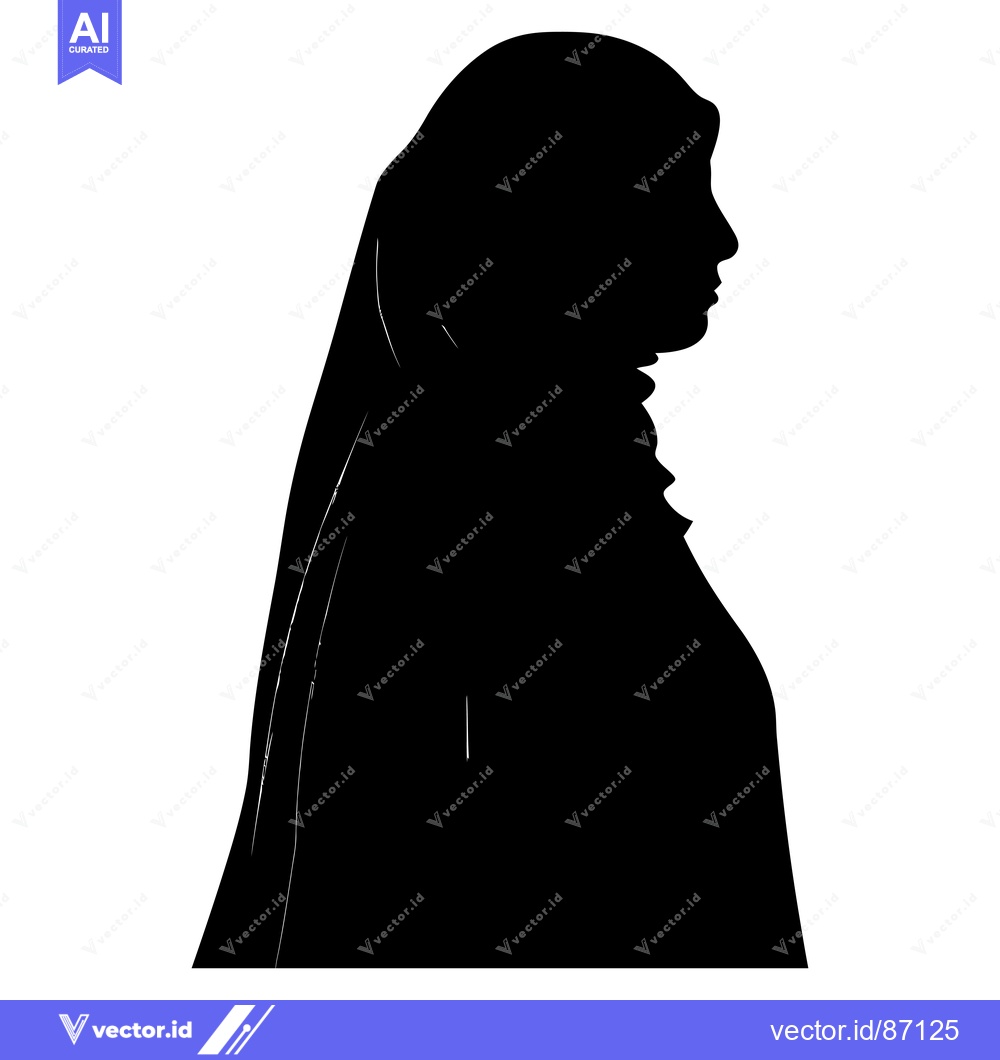 Premium Vector dari Silhouette of a Woman in a Headscarf