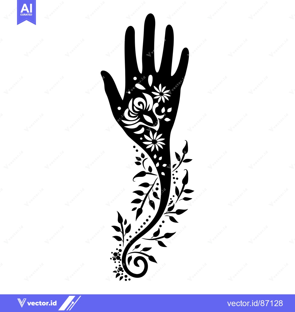 Premium Vector dari Black and White Hand with Floral Design