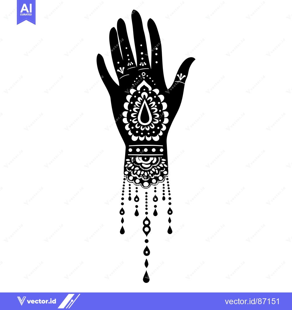 Premium Vector of Hand with Elaborate Intricate Henna Design