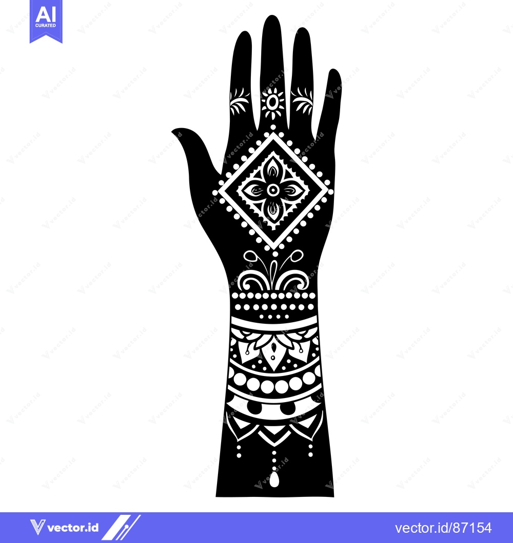 Premium Vector dari A Hand with Intricate Henna Tattoo Designs