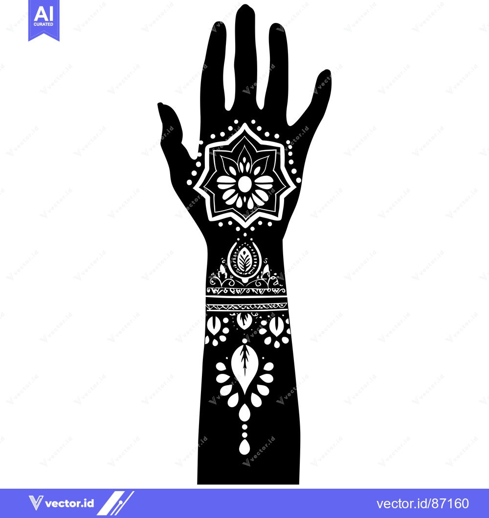 Premium Vector of Hand with Intricate Floral and Geometric Mehndi Design