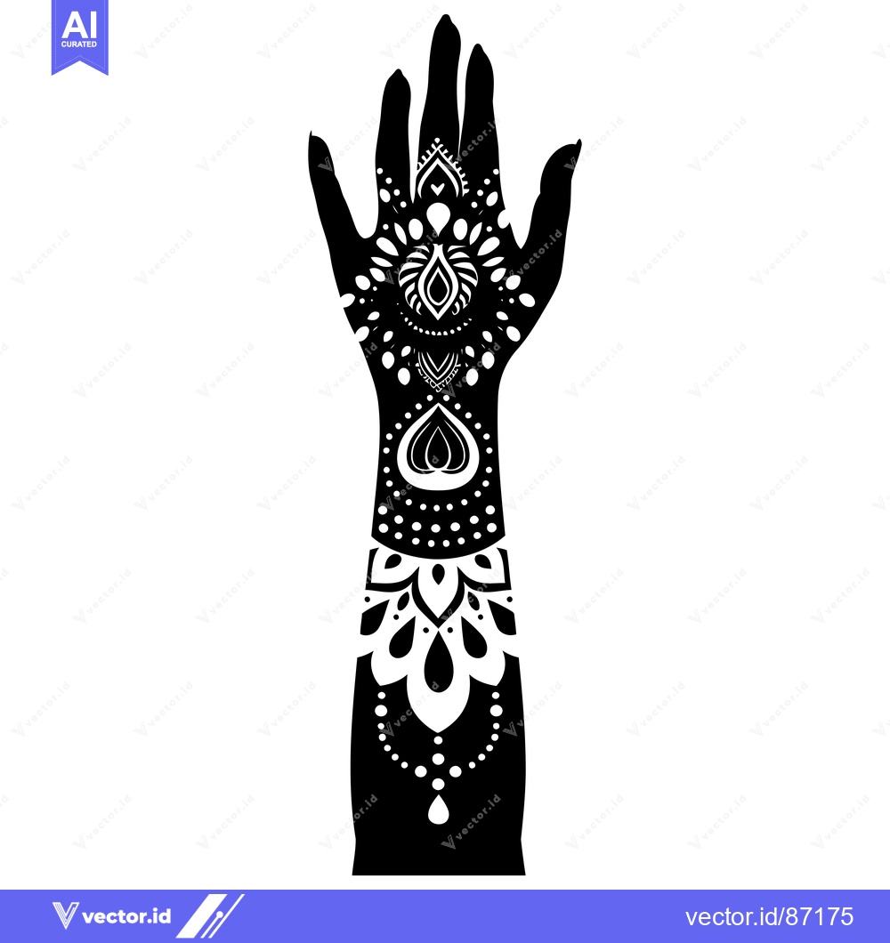 Premium Vector of Black and White Hand with Intricate Mandala Design