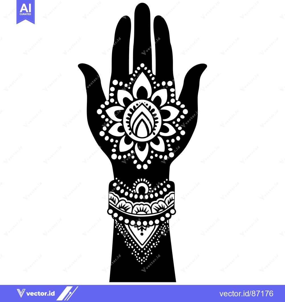 Premium Vector dari Black and White Hand with Ornate Mandala Design