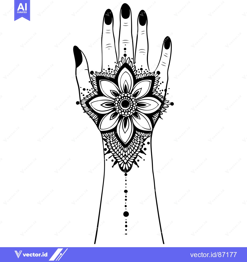 Premium Vector of A Hand with Intricate Floral Henna Tattoo