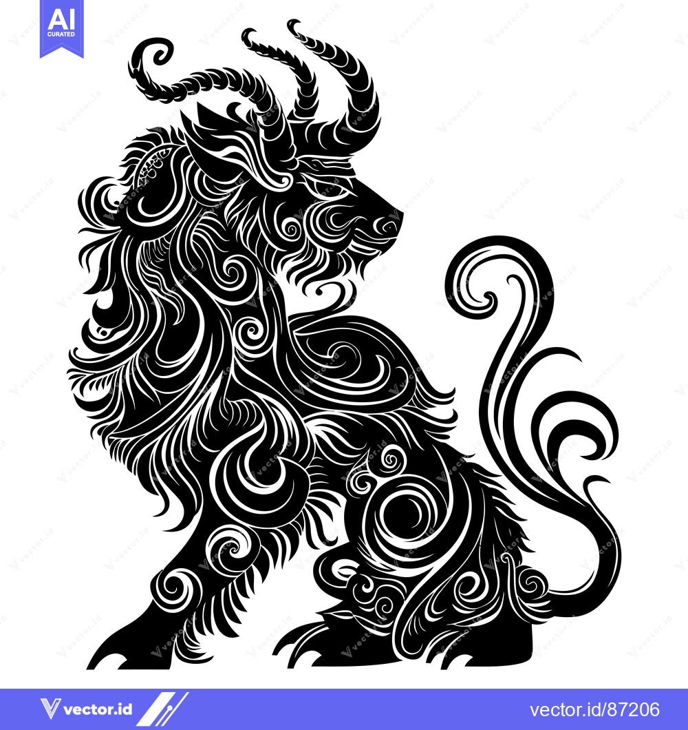 Premium Vector dari Ornamental Lion with Swirling Detail
