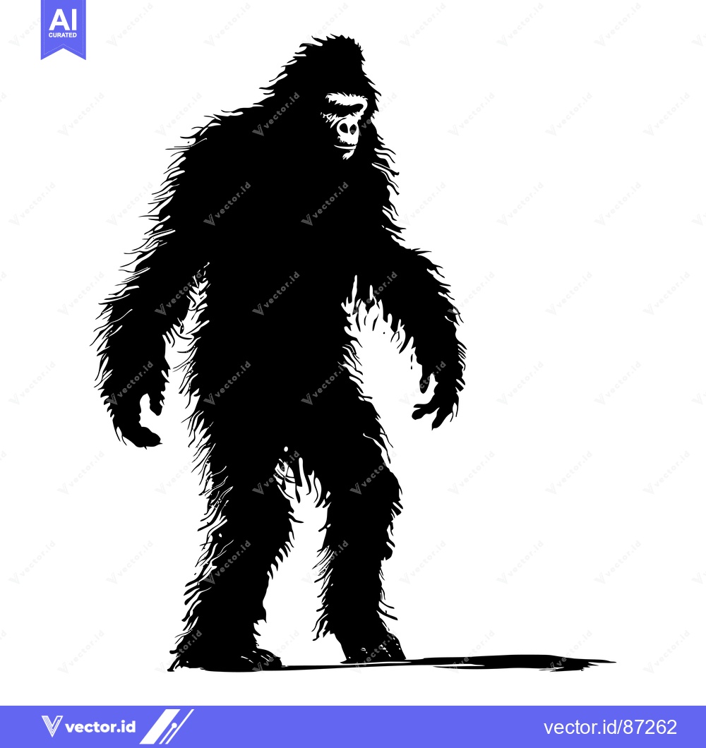 Premium Vector of Silhouette of a hairy bipedal creature with a human-like face