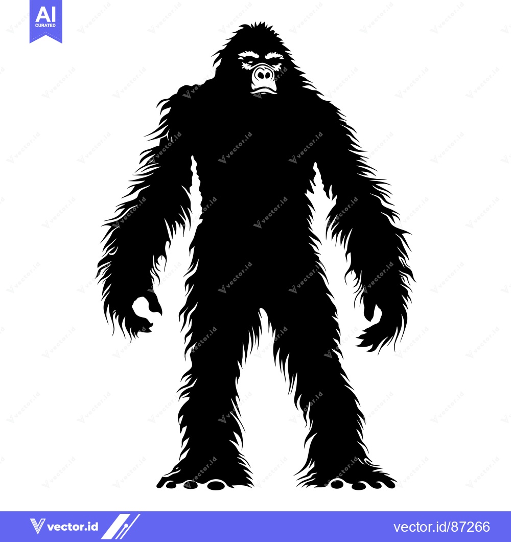 Premium Vector dari Silhouette of a Bigfoot with Furry Arms and Legs