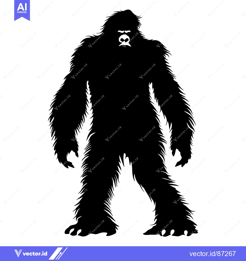 Premium Vector dari Silhouette of a Bigfoot Standing Upright