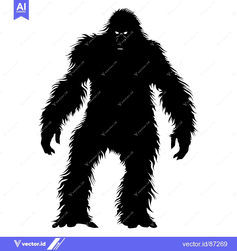 Premium Vector of Black and White Silhouette of a Standing, Furry Creature