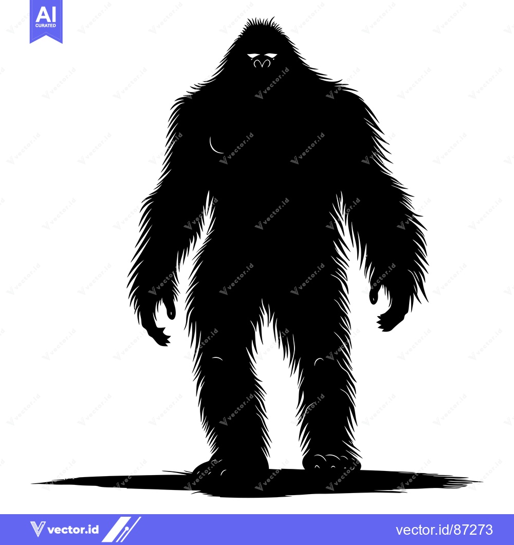 Premium Vector dari A Silhouette of a Bigfoot Standing Tall