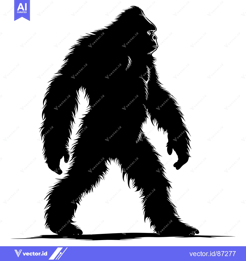 Premium Vector of Silhouette of a hairy, bipedal creature walking