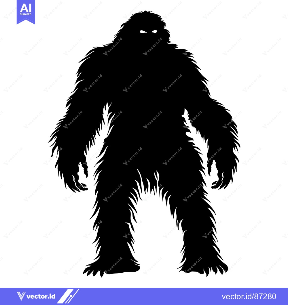 Premium Vector dari Black and White Silhouette of a Bigfoot Monster