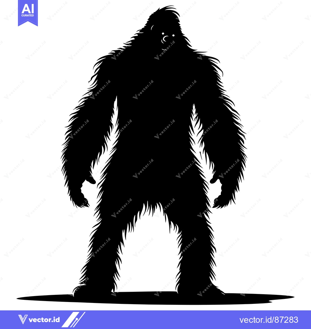 Premium Vector dari Black and White Silhouette of a Bigfoot-like Creature