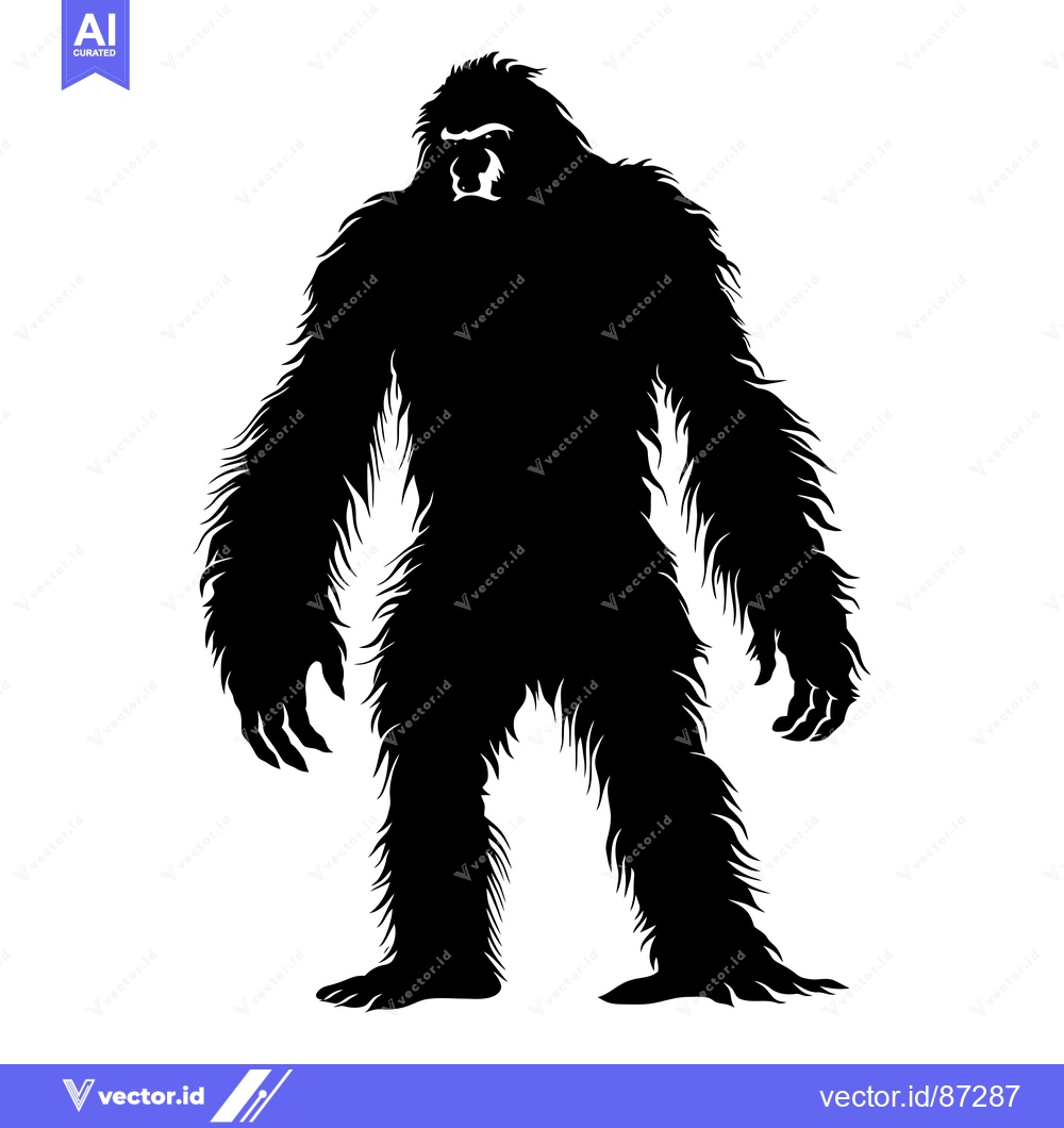 Premium Vector dari Silhouette of a Bigfoot-like Creature Standing Upright