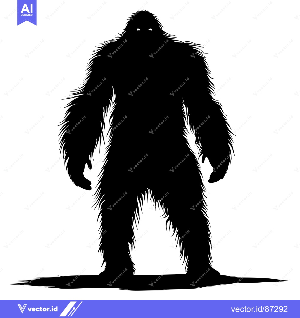 Premium Vector dari Silhouette of a Bigfoot, a Mythical Creature, Standing Tall