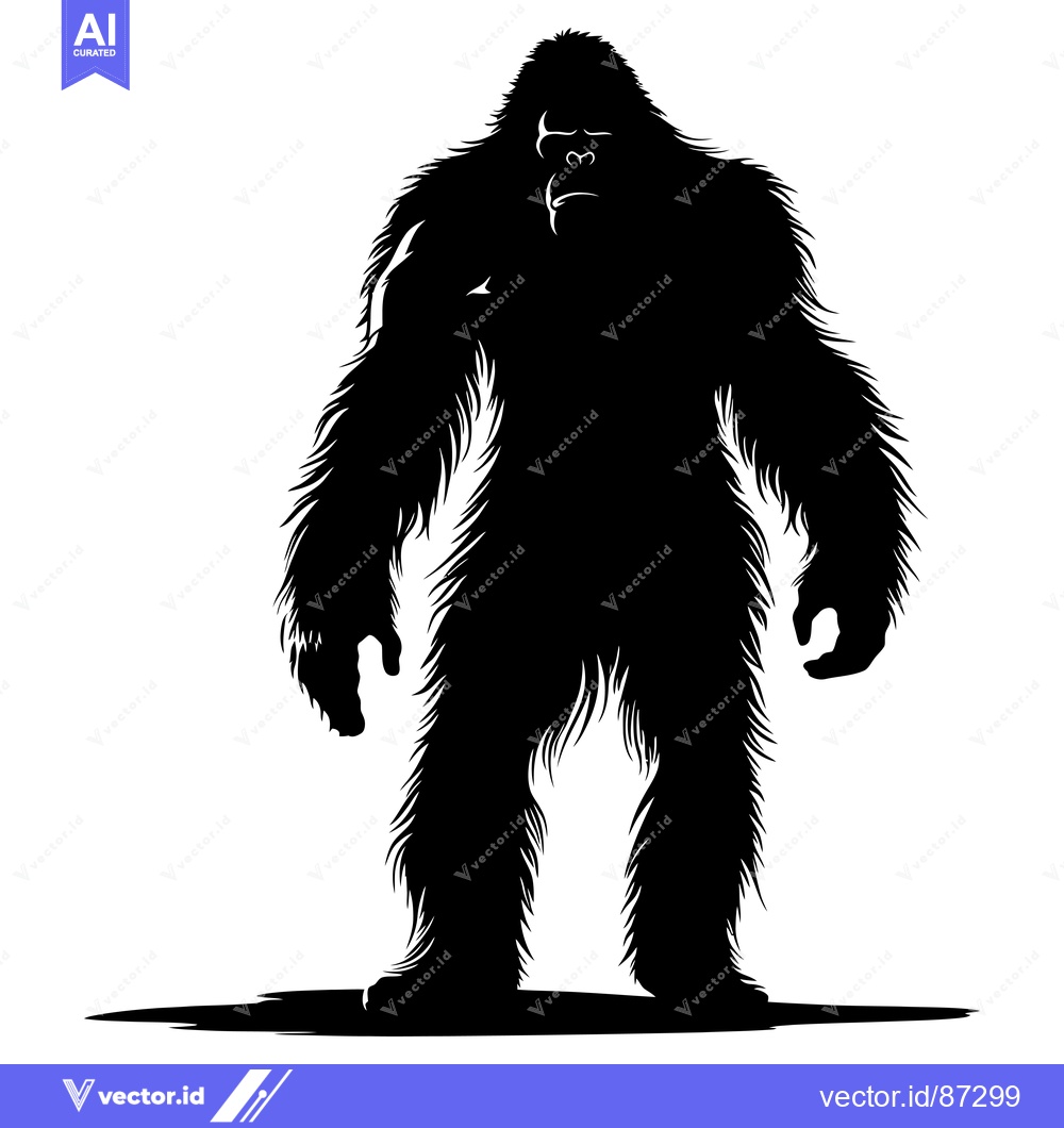 Premium Vector of Silhouette of a Large Hairy Upright Ape Standing on Ground