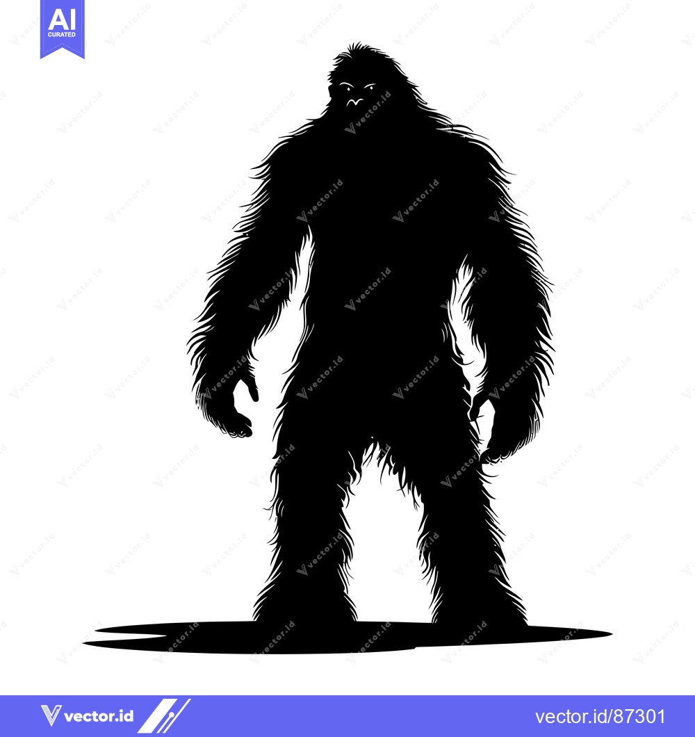 Premium Vector dari A Silhouette of Bigfoot Standing Tall
