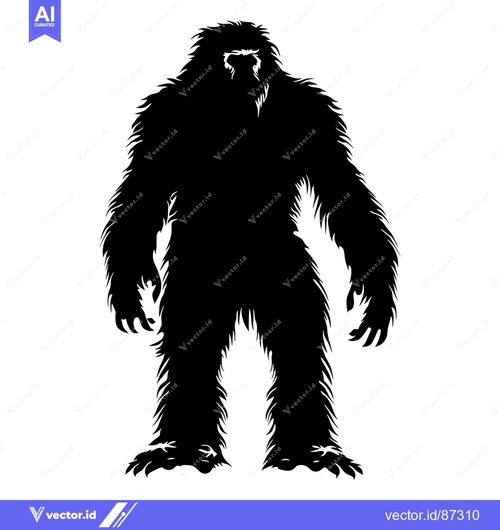 Premium Vector dari A Black and White Silhouette of a Bigfoot