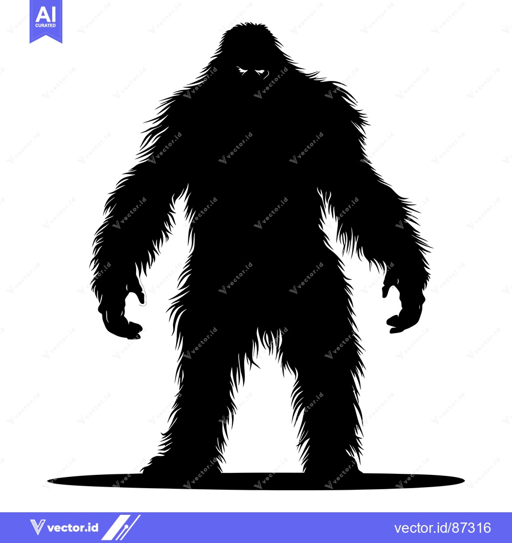 Premium Vector of A Silhouette of Bigfoot with Fangs and a Furry Body