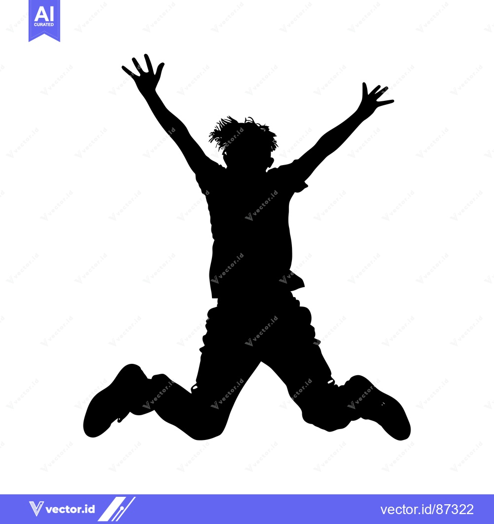 Premium Vector of Silhouette of a person jumping with arms outstretched