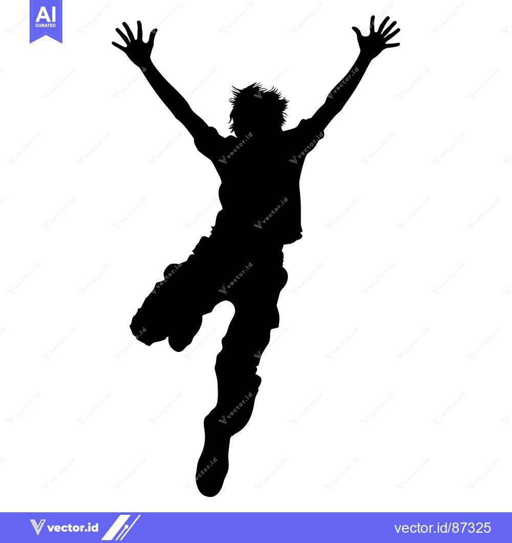 Premium Vector dari Silhouette of a Person Jumping with Arms Raised