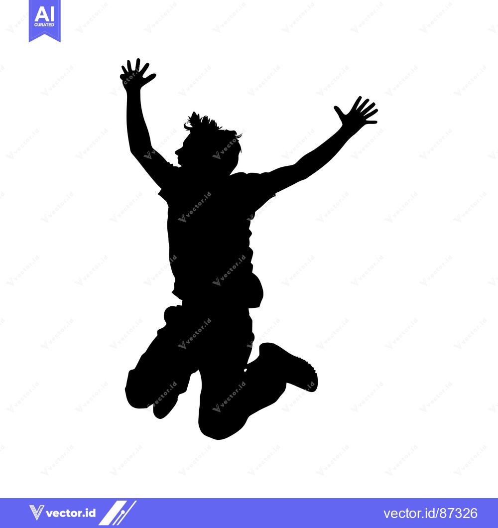 Premium Vector of Silhouette of a Man Jumping with Arms Raised