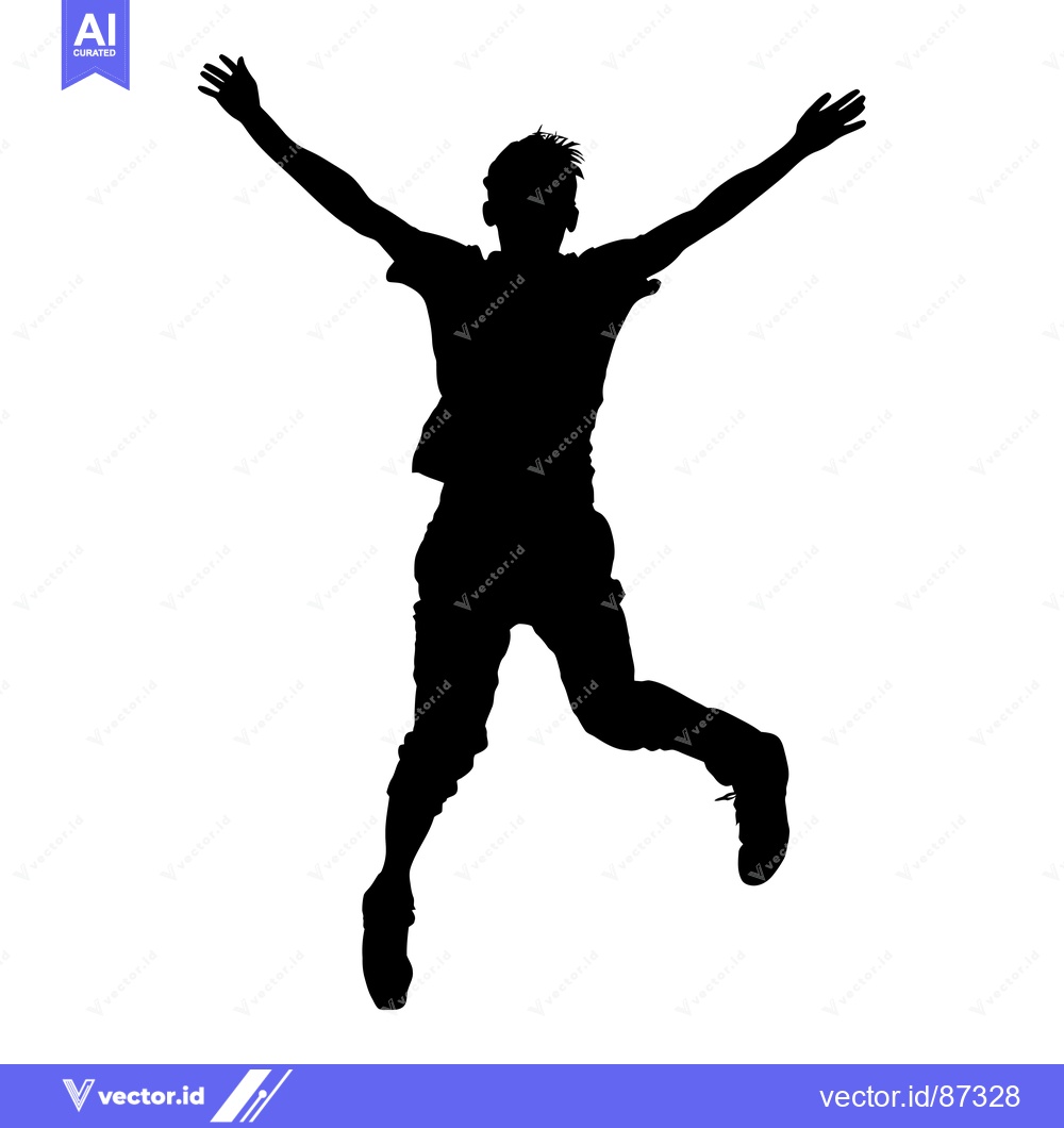 Premium Vector of Silhouette of a Person Jumping with Arms Outstretched