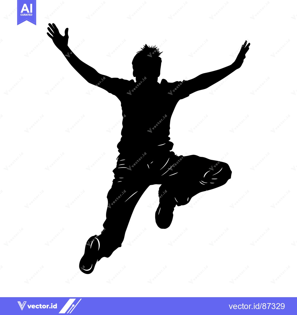 Premium Vector dari Silhouette of a person jumping with arms outstretched