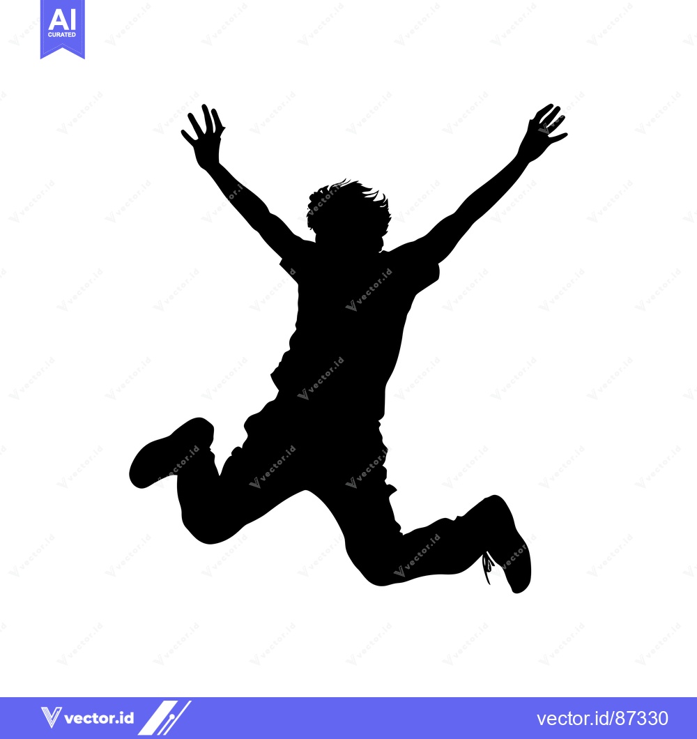 Premium Vector dari Silhouette of a person jumping with arms outstretched