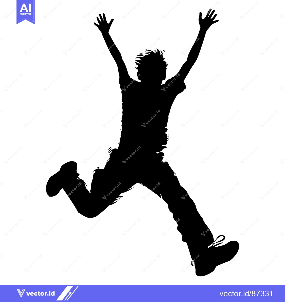 Premium Vector of Silhouette of a Man Jumping with Arms Raised