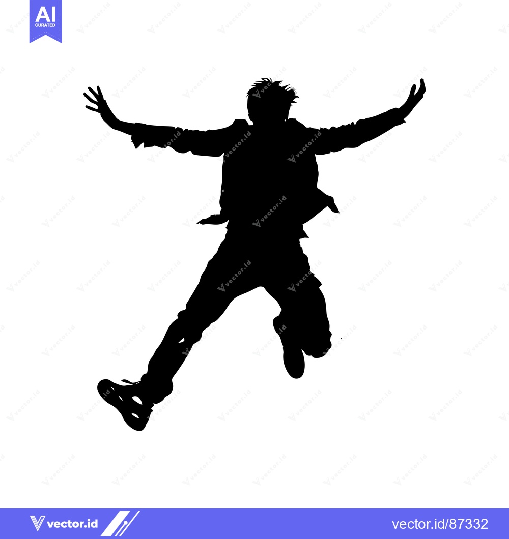 Premium Vector of Silhouette of a Person Jumping with Arms Outstretched