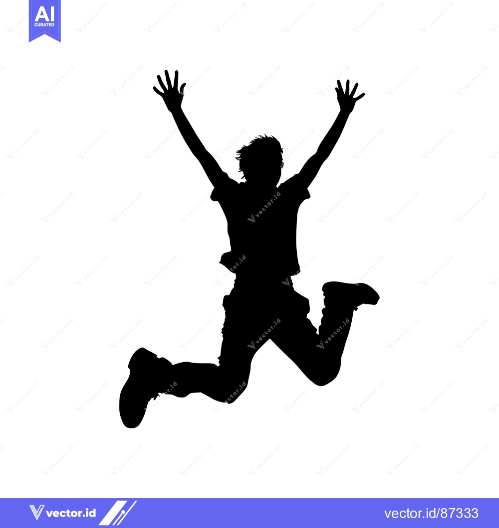 Premium Vector of Silhouette of a Person Jumping with Arms Raised