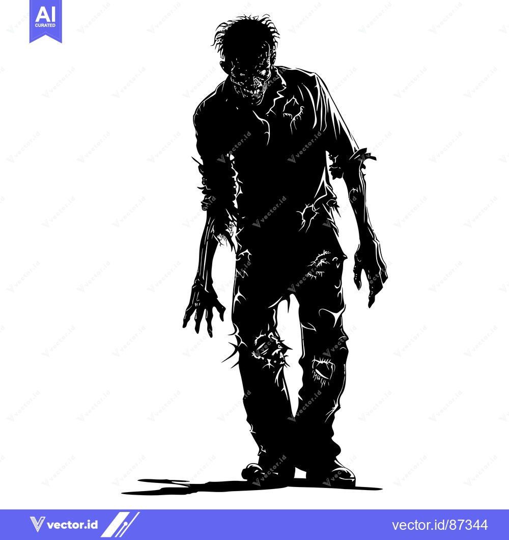 Premium Vector of Silhouette of a Decaying Zombie Walking Forward