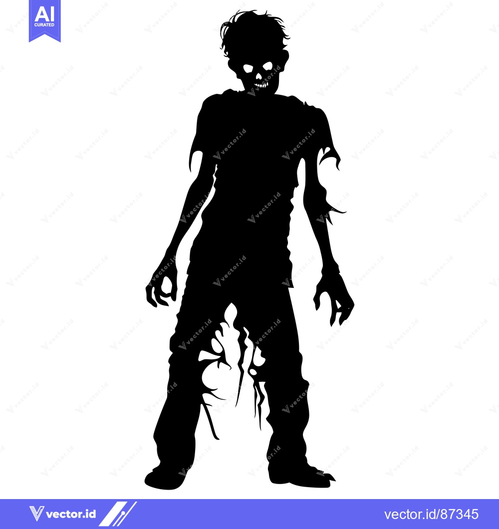 Premium Vector dari Silhouette of a Zombie with Ripped Clothing