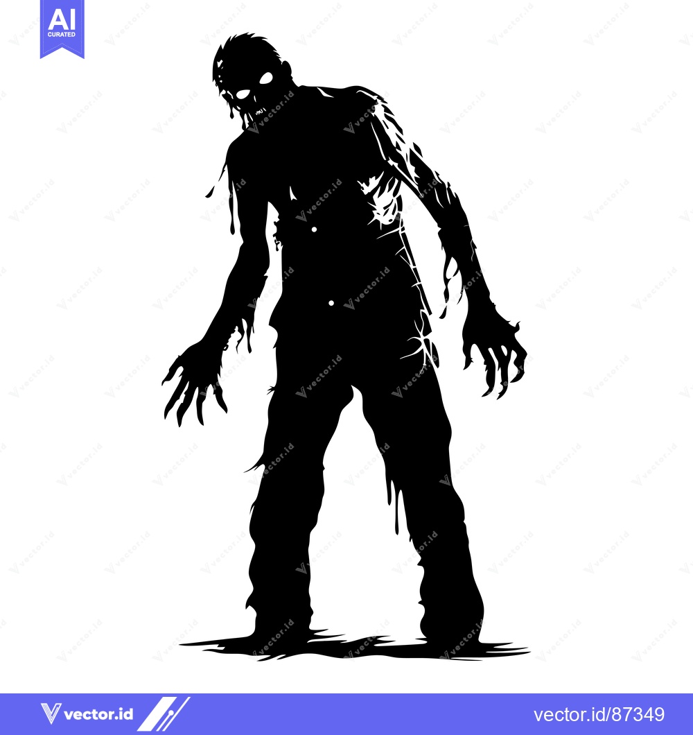 Premium Vector dari Silhouette of a Zombie with Sharp Claws and Glowing Eyes