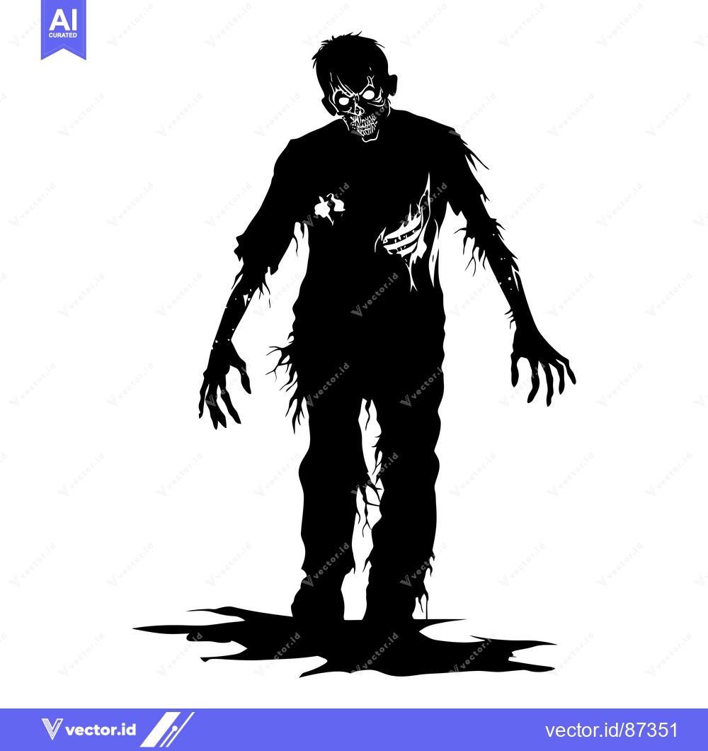 Premium Vector of Silhouette of a Decaying Zombie with Exposed Ribs