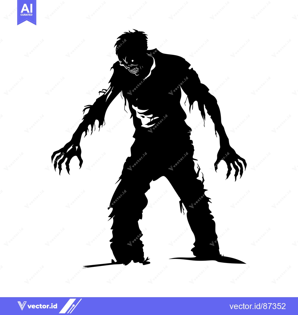 Premium Vector of A Silhouette of a Decayed Zombie with Claws