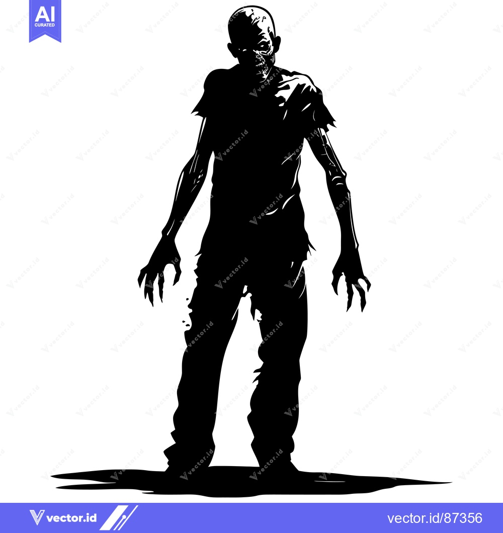 Premium Vector dari A Silhouette of a Zombie with Clawed Hands and a Ferocious Expression