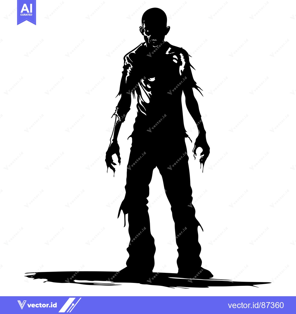 Premium Vector dari Silhouette of a Decaying Zombie with a Ferocious Expression