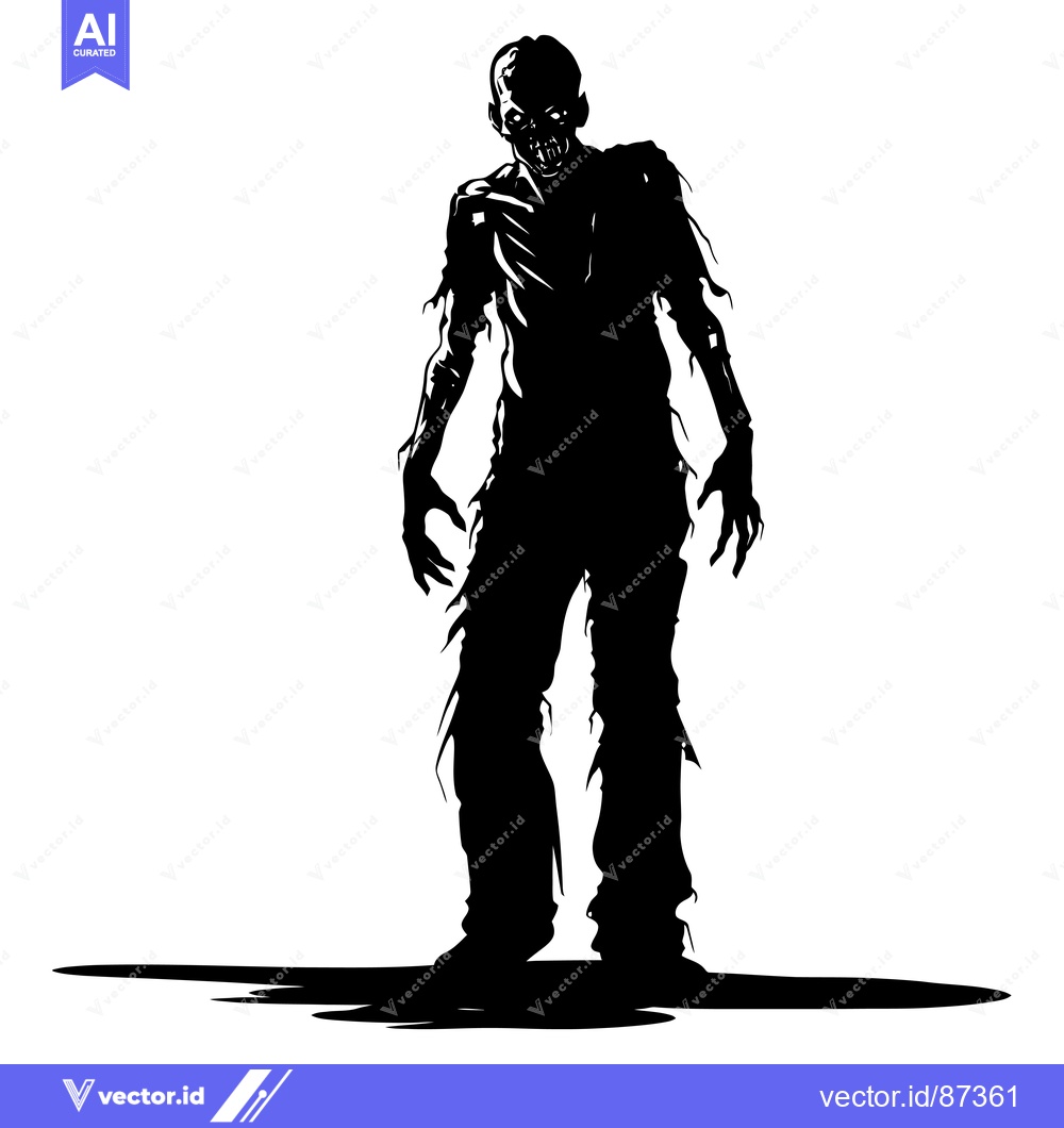 Premium Vector dari Silhouette of a zombie with a menacing expression