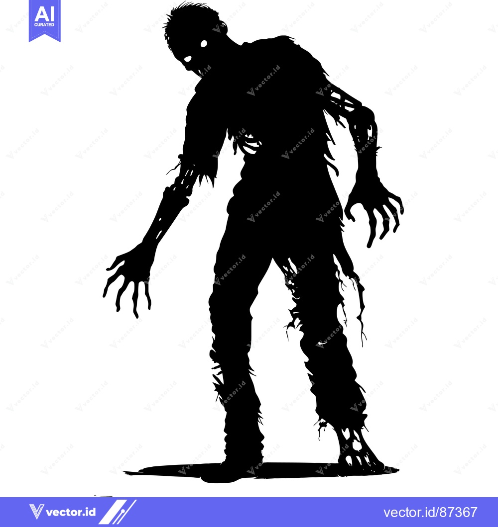 Premium Vector of Silhouette of a Decaying, Shambling Zombie Figure