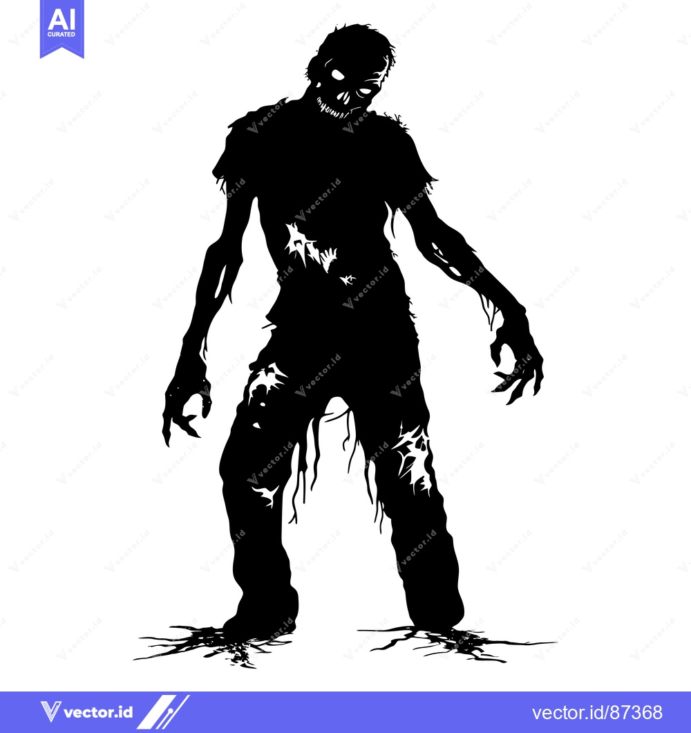 Premium Vector dari Silhouette of a Decaying Zombie with Exposed Bones