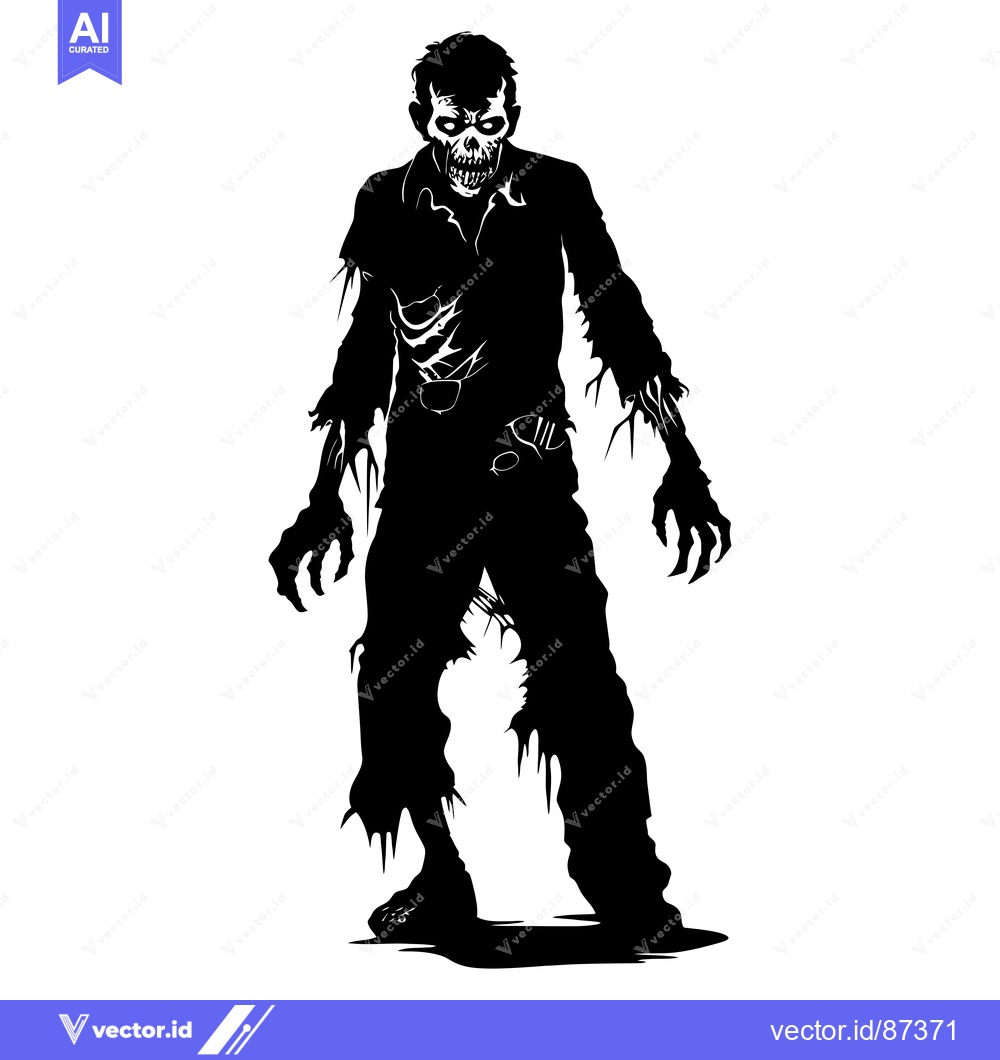 Premium Vector dari Silhouette of a Zombie with a Decomposing Face