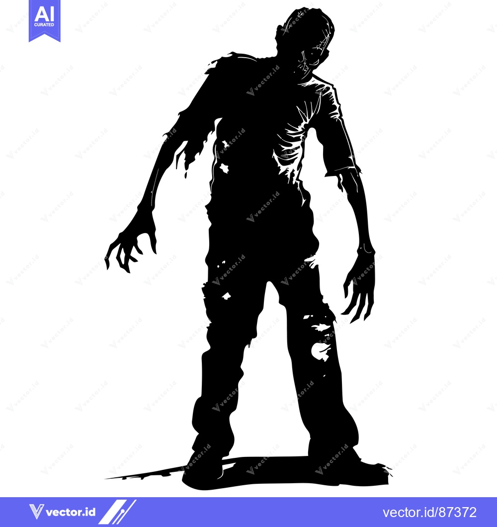 Premium Vector of Silhouette of a Walking Zombie with Ripped Clothing