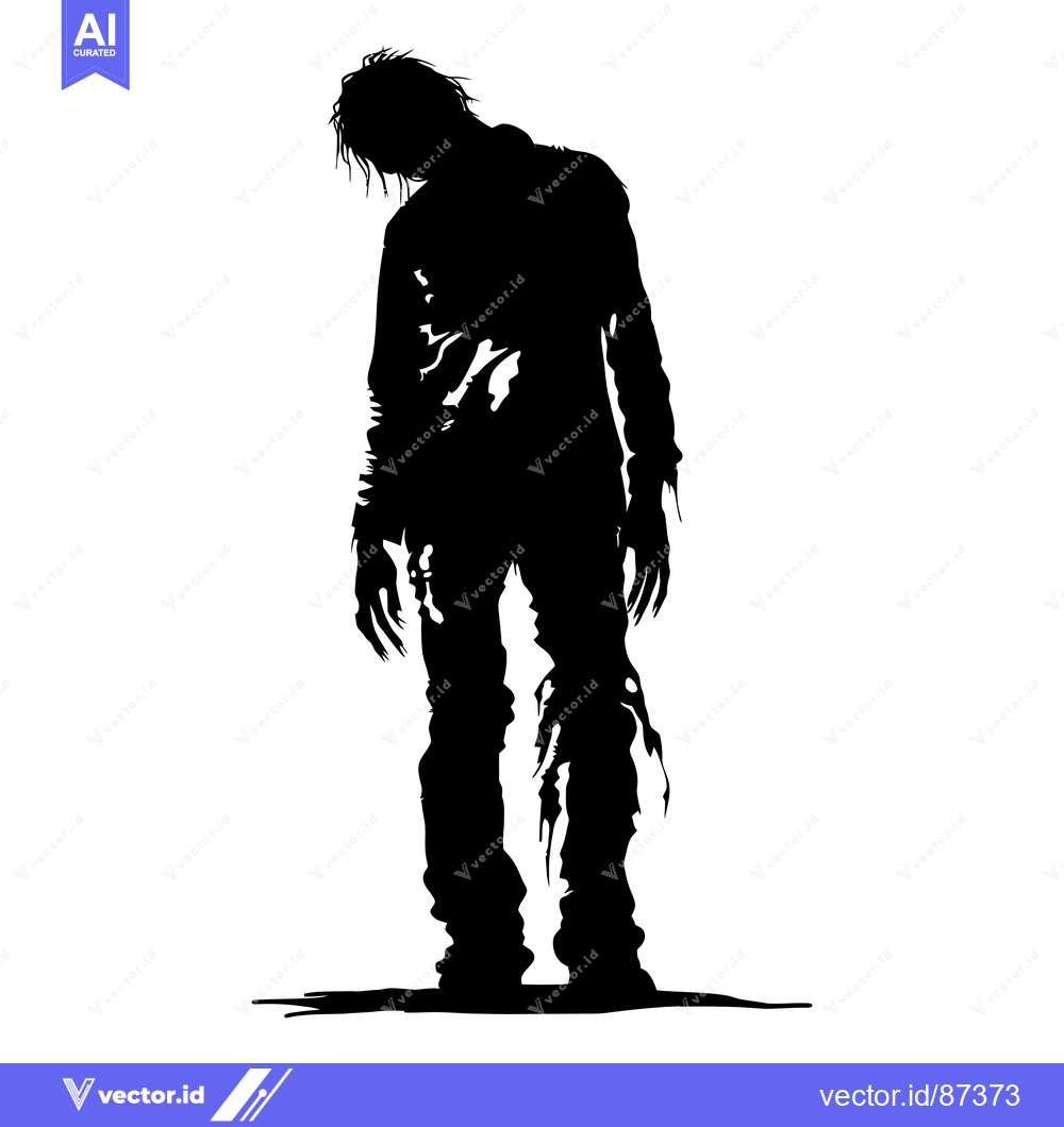 Premium Vector of Silhouette of a Decaying Zombie with Torn Clothing