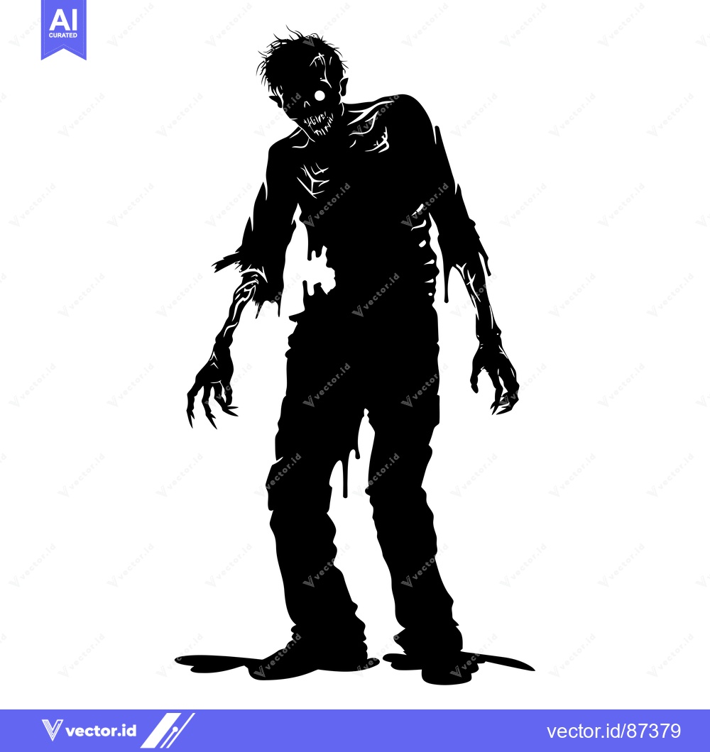 Premium Vector dari Silhouette of a decaying zombie with dripping flesh and sharp claws
